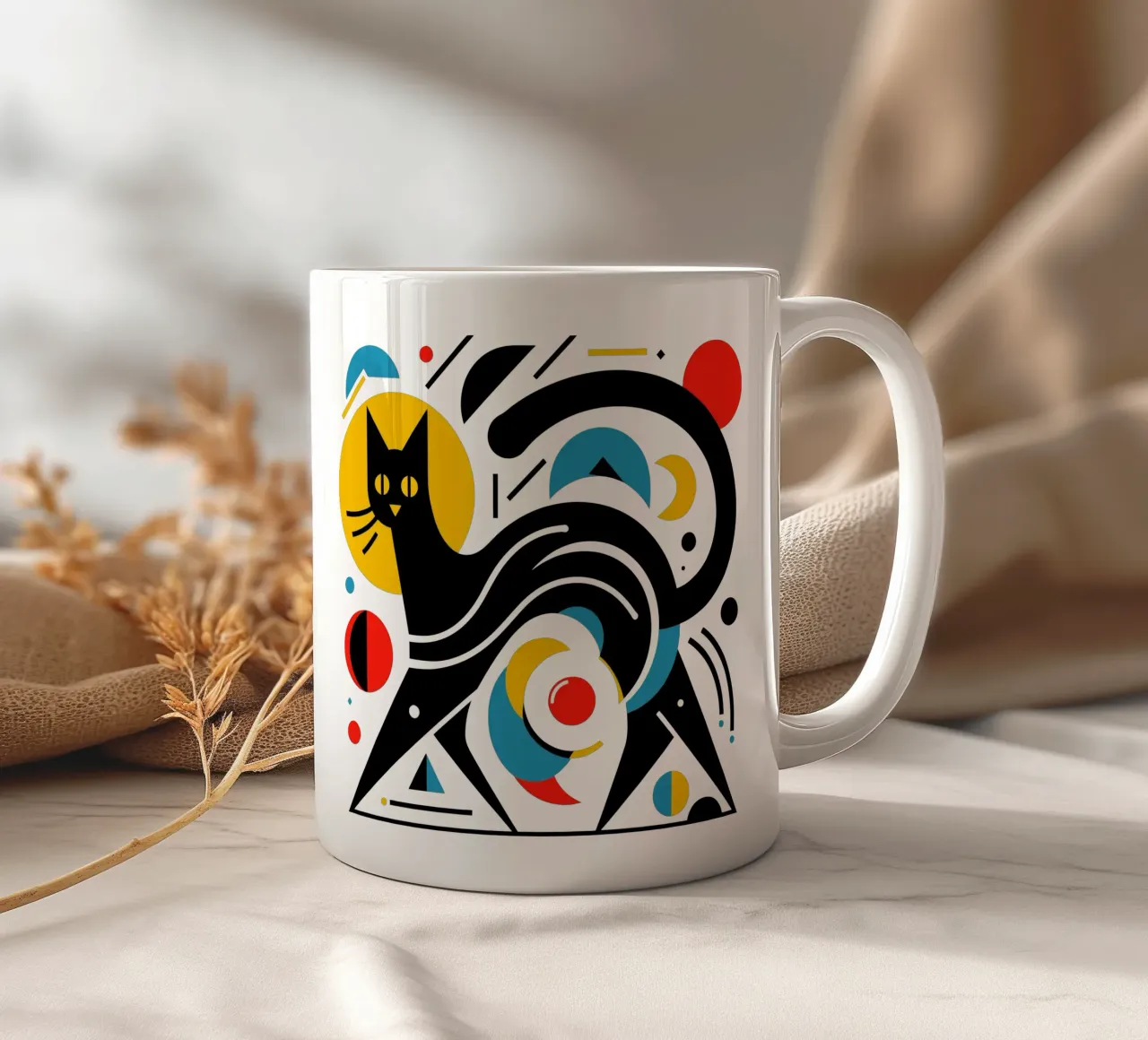 Gatto geometrico tazza in ceramica da Mohs