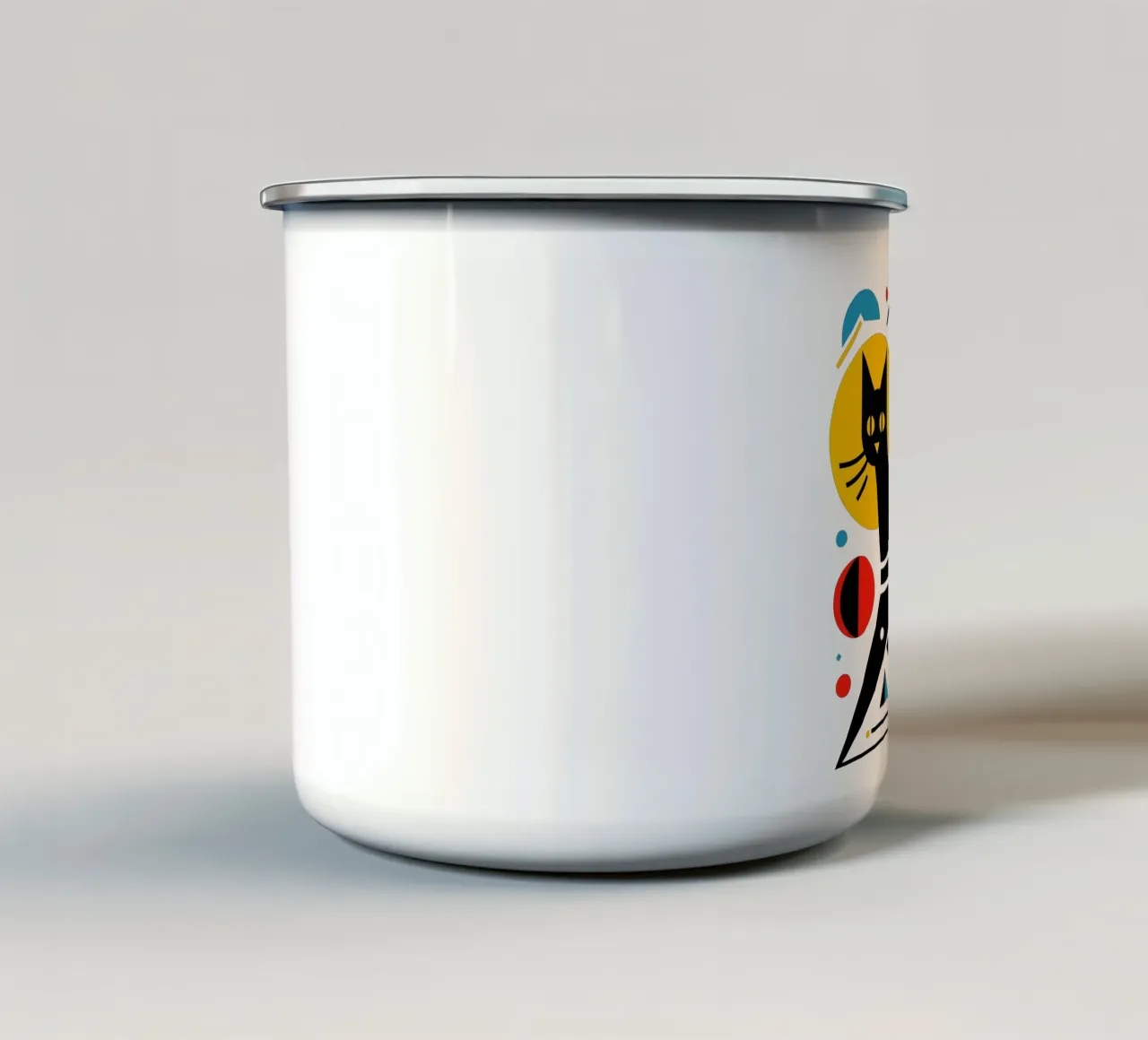 Gatto geometrico tazza in smalto da Mohs