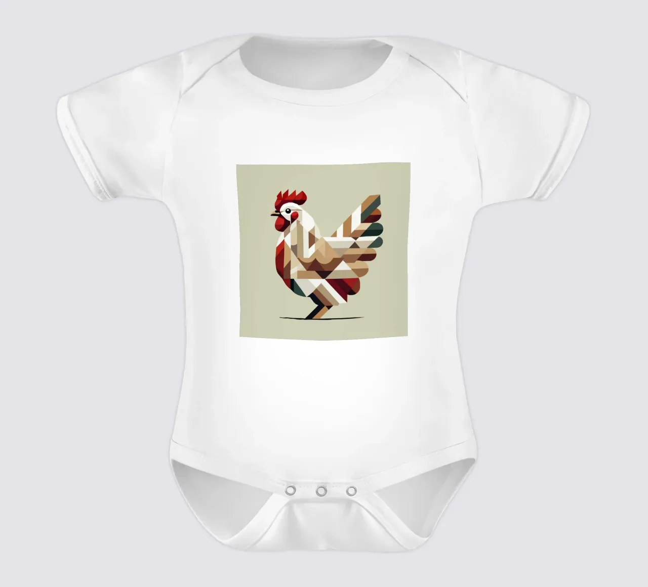 Geometric chicken in modern polygon style short-sleeve baby romper by namosh