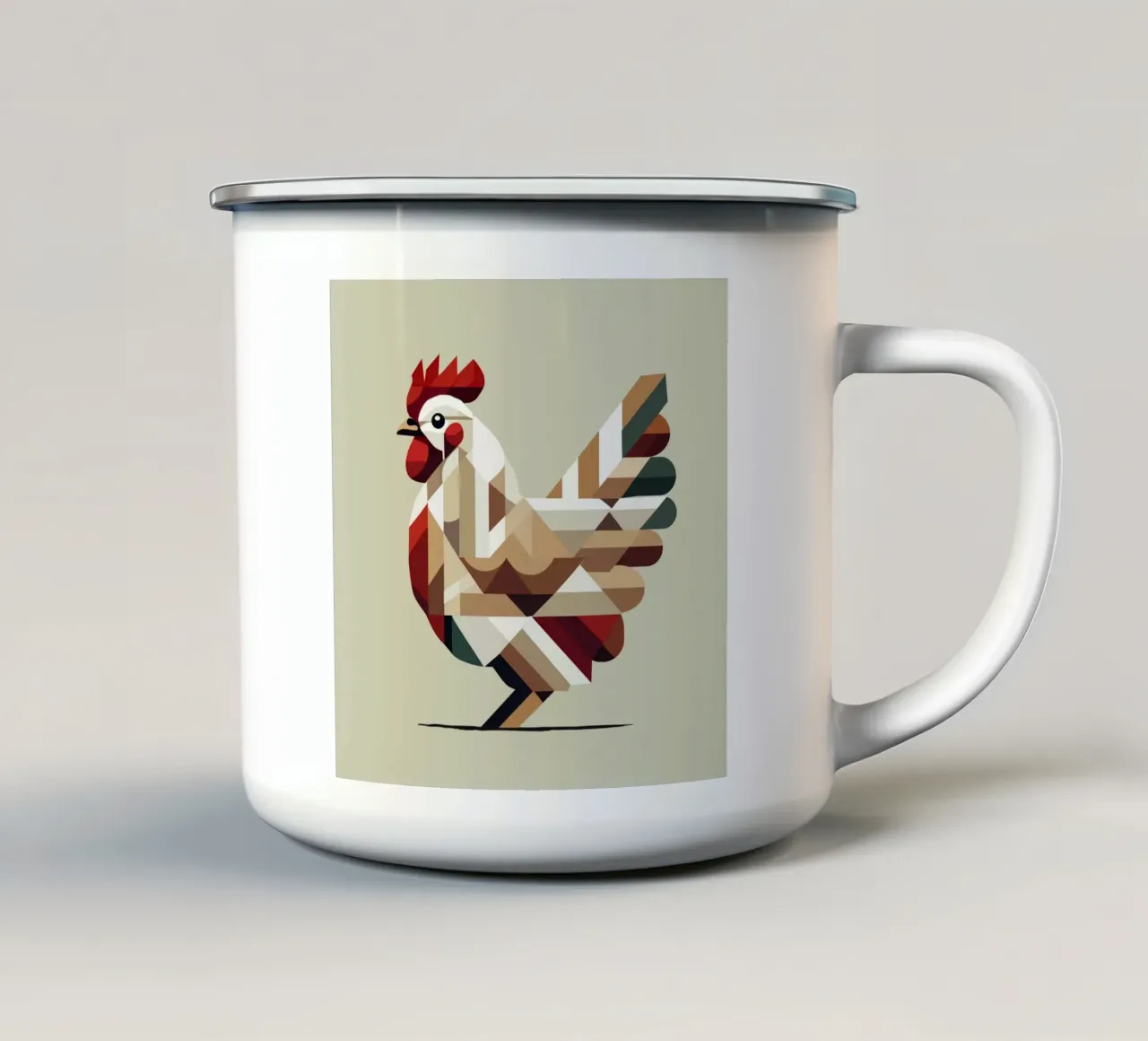 Pollo geometrico in stile poligonale moderno tazza in smalto da namosh