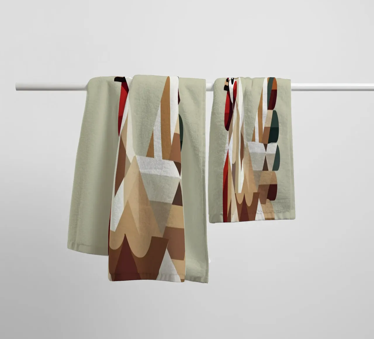 Geometric chicken in modern polygon style towel by namosh