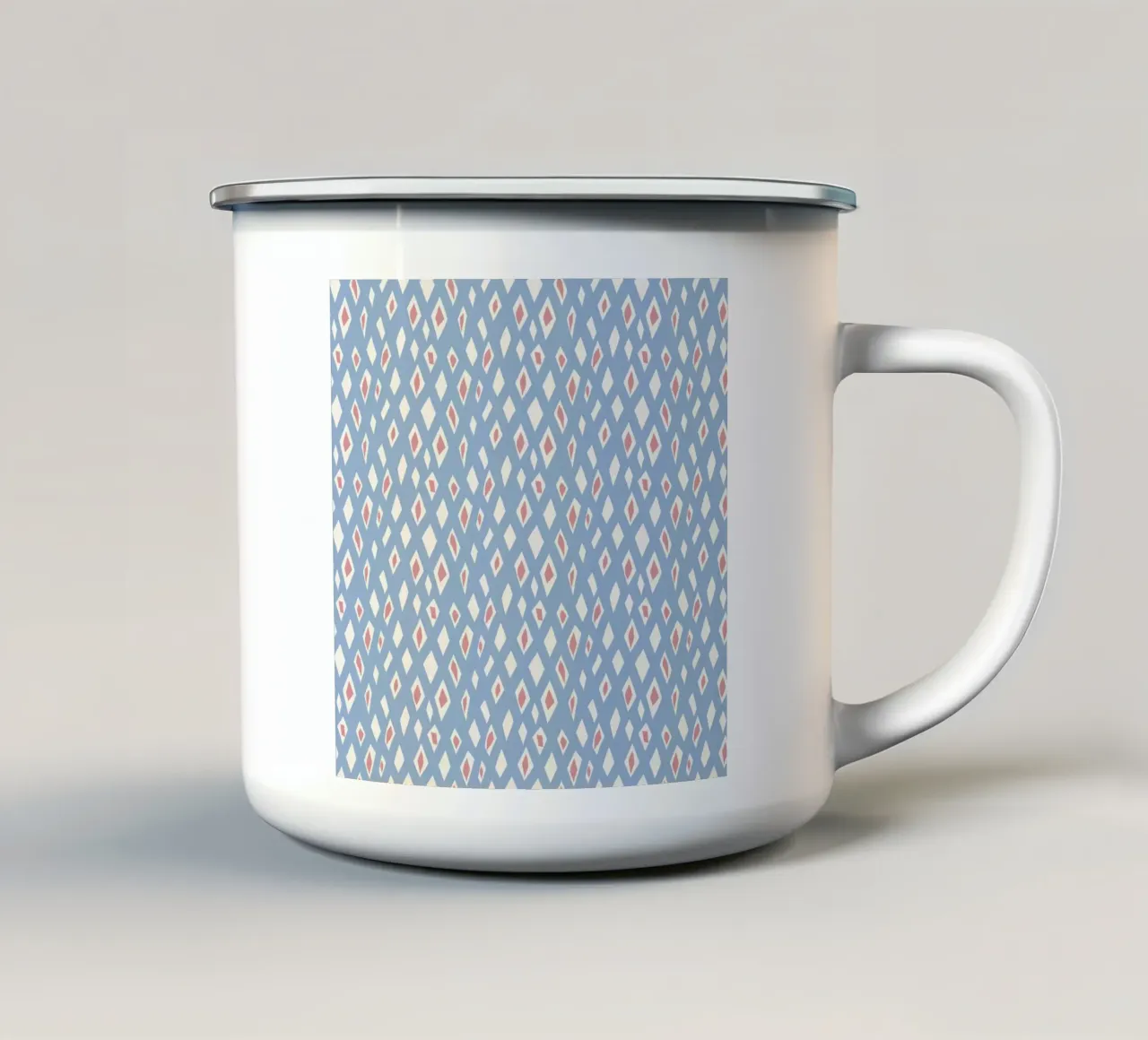 Diamond and ruby seamless pattern enamel mug by Little Dean
