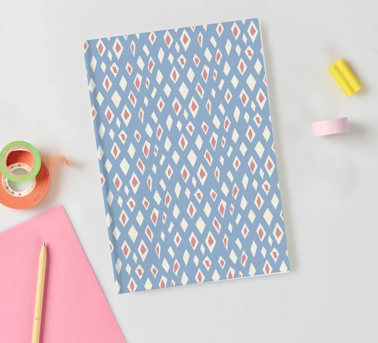 Diamond and ruby seamless pattern notebook by Little Dean