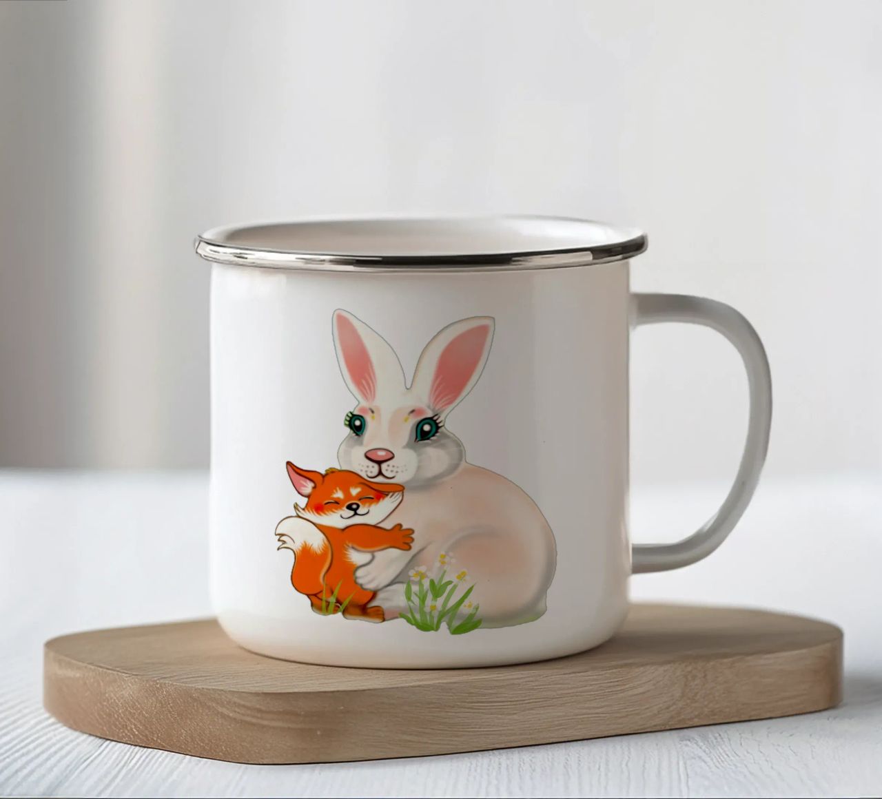 Volpe e lepre tazza in smalto da Happy 😃 Art 🎨 by Christine Schnoell