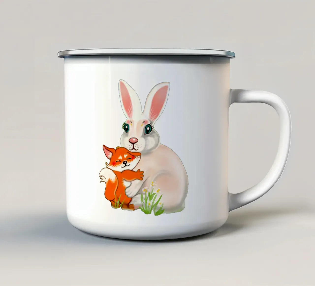 Volpe e lepre tazza in smalto da Happy 😃 Art 🎨 by Christine Schnoell