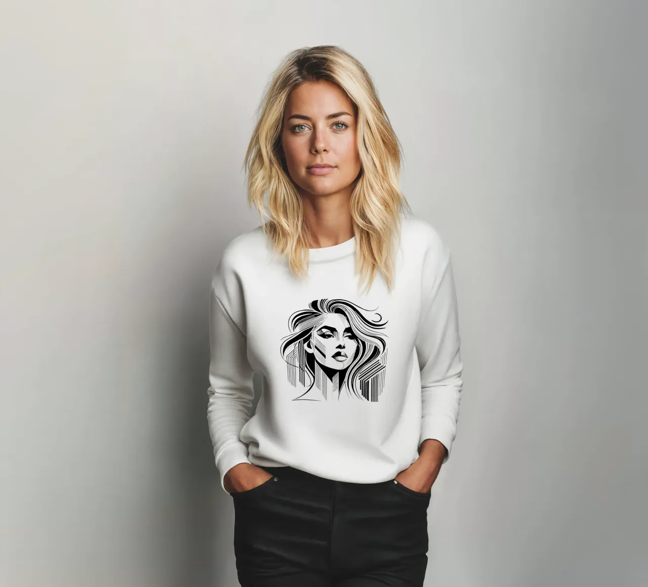 Bianco e nero arte design donna simmetria estetica felpa da Mohs