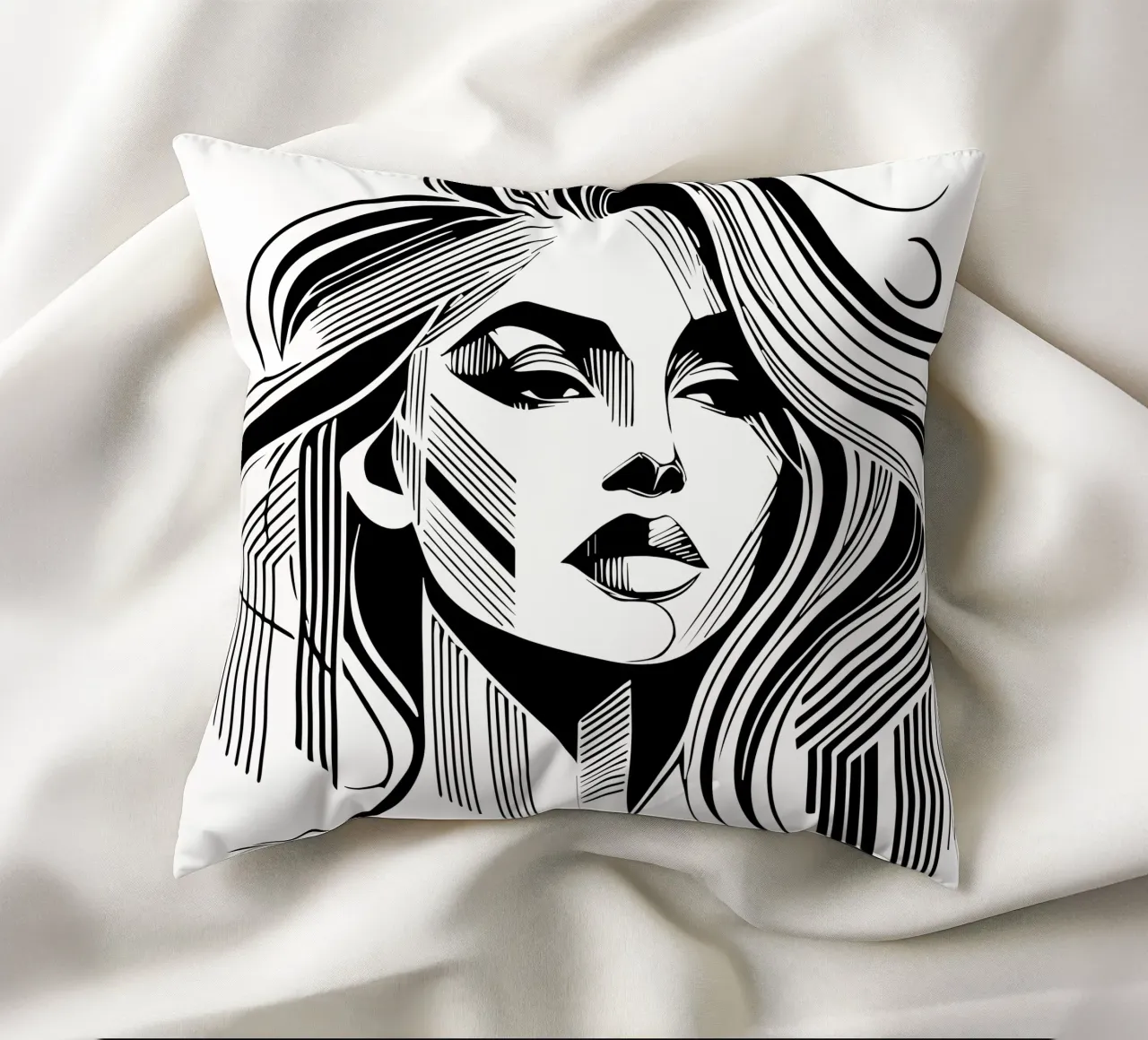 Bianco e nero arte design donna simmetria estetica cuscino da Mohs