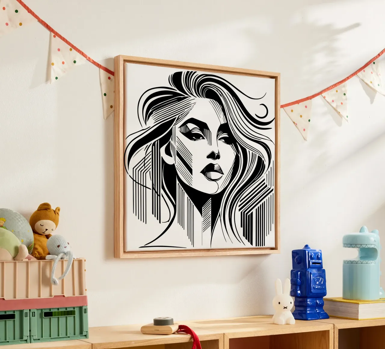 Zwart-wit kunst ontwerp vrouw symmetrie esthetiek canvas met Baklijst van Mohs