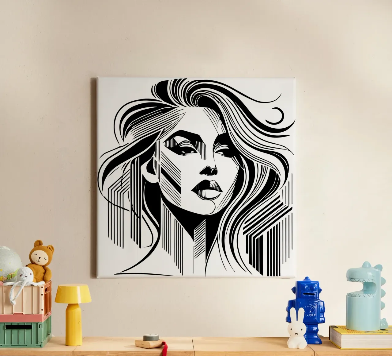 Zwart-wit kunst ontwerp vrouw symmetrie esthetiek canvas met Baklijst van Mohs