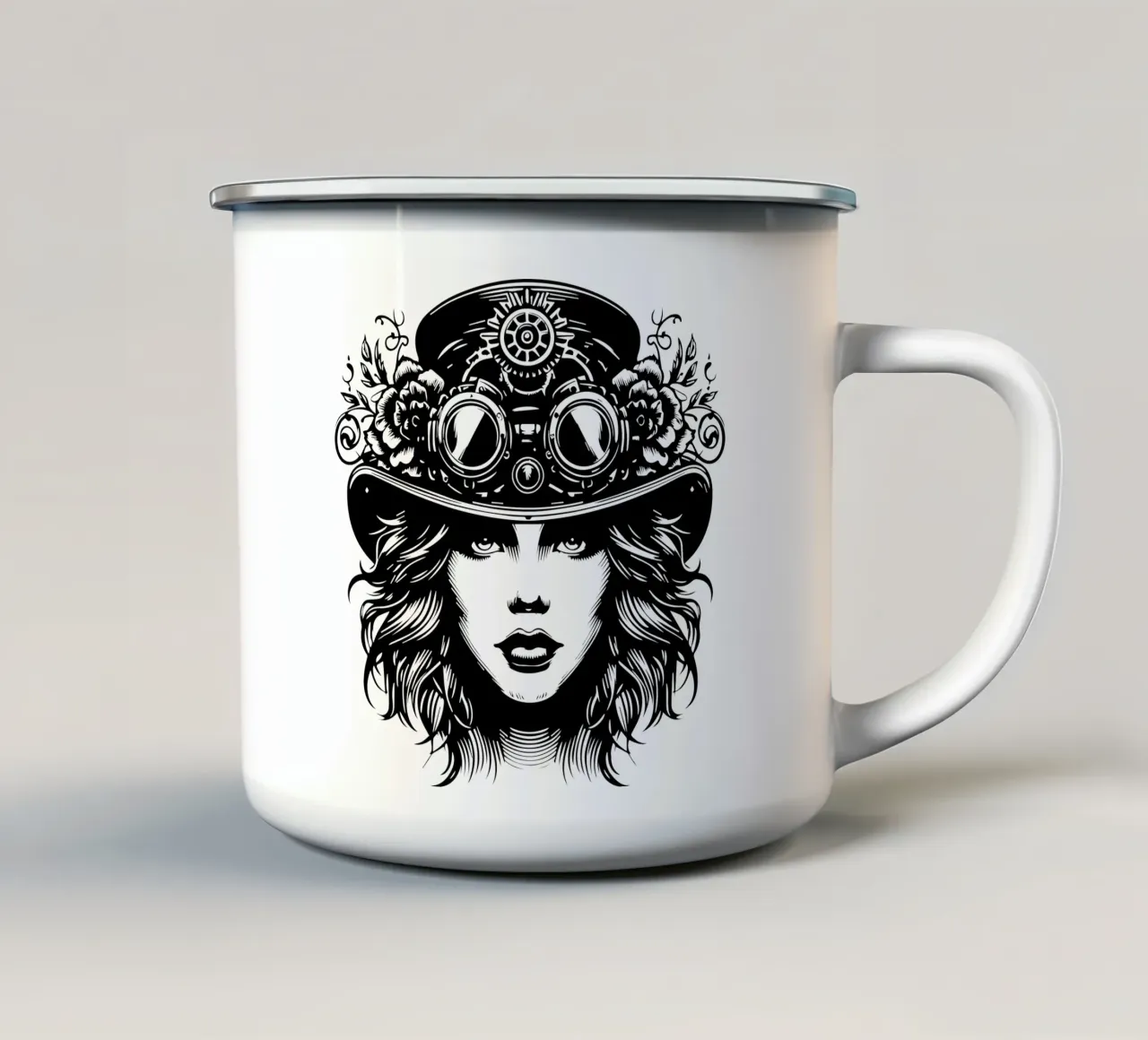 Ragazza steampunk tazza in smalto da Mohs