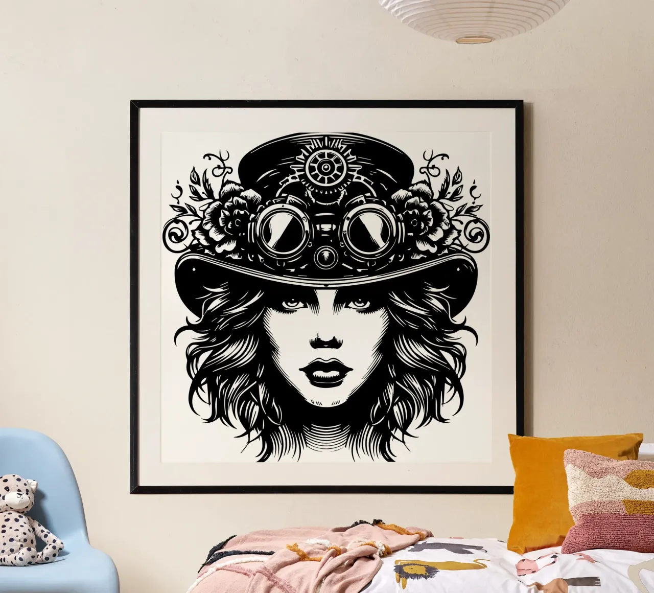 Ragazza steampunk poster con telaio in alluminio da Mohs