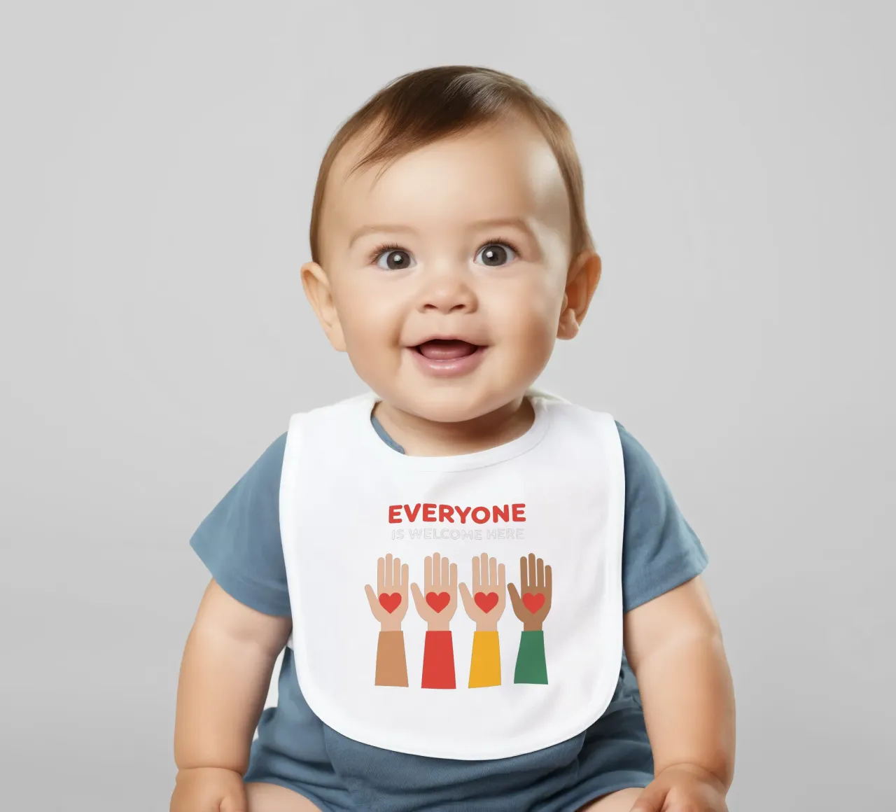 Everyone Is Welcome Here V3 baby bib by heatherloulin