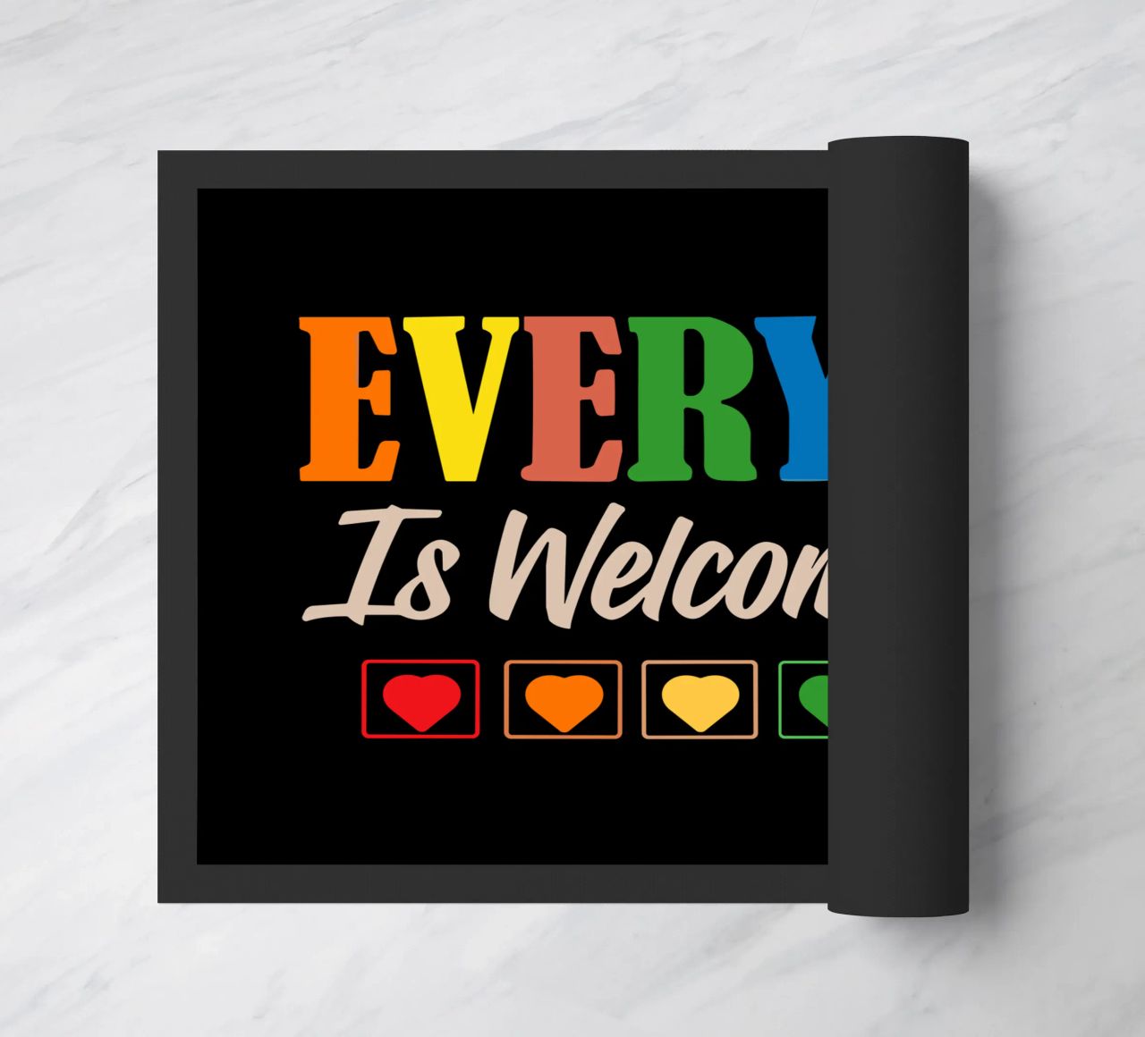 Everyone Is Welcome Here V4 doormat by heatherloulin