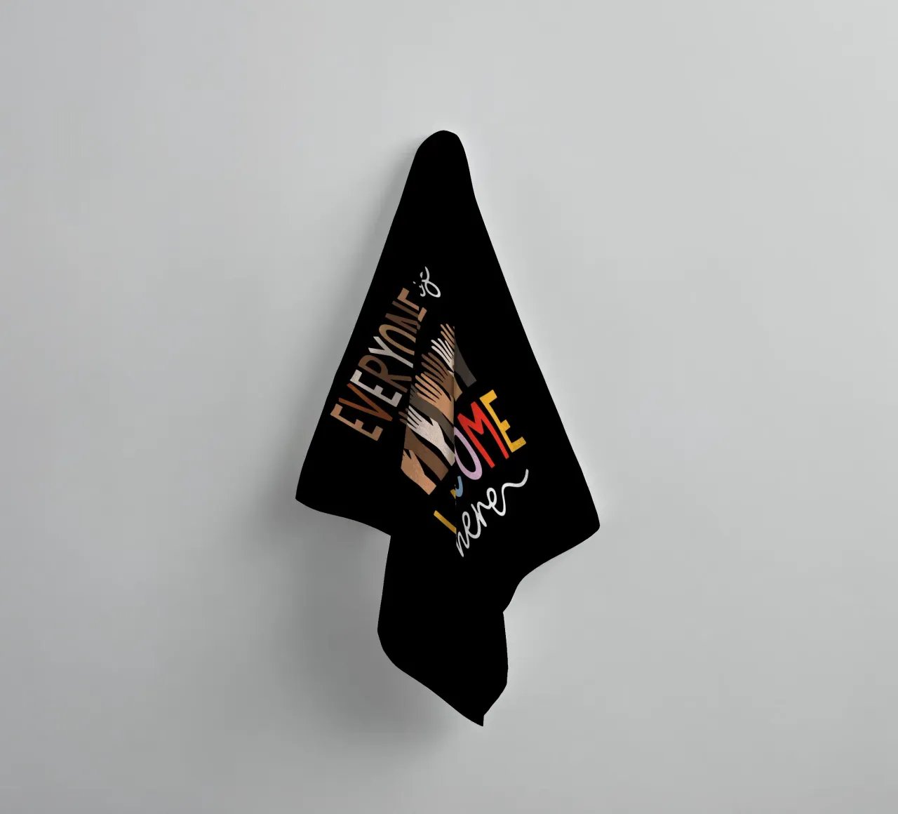 Everyone Is Welcome Here V5 towel by heatherloulin