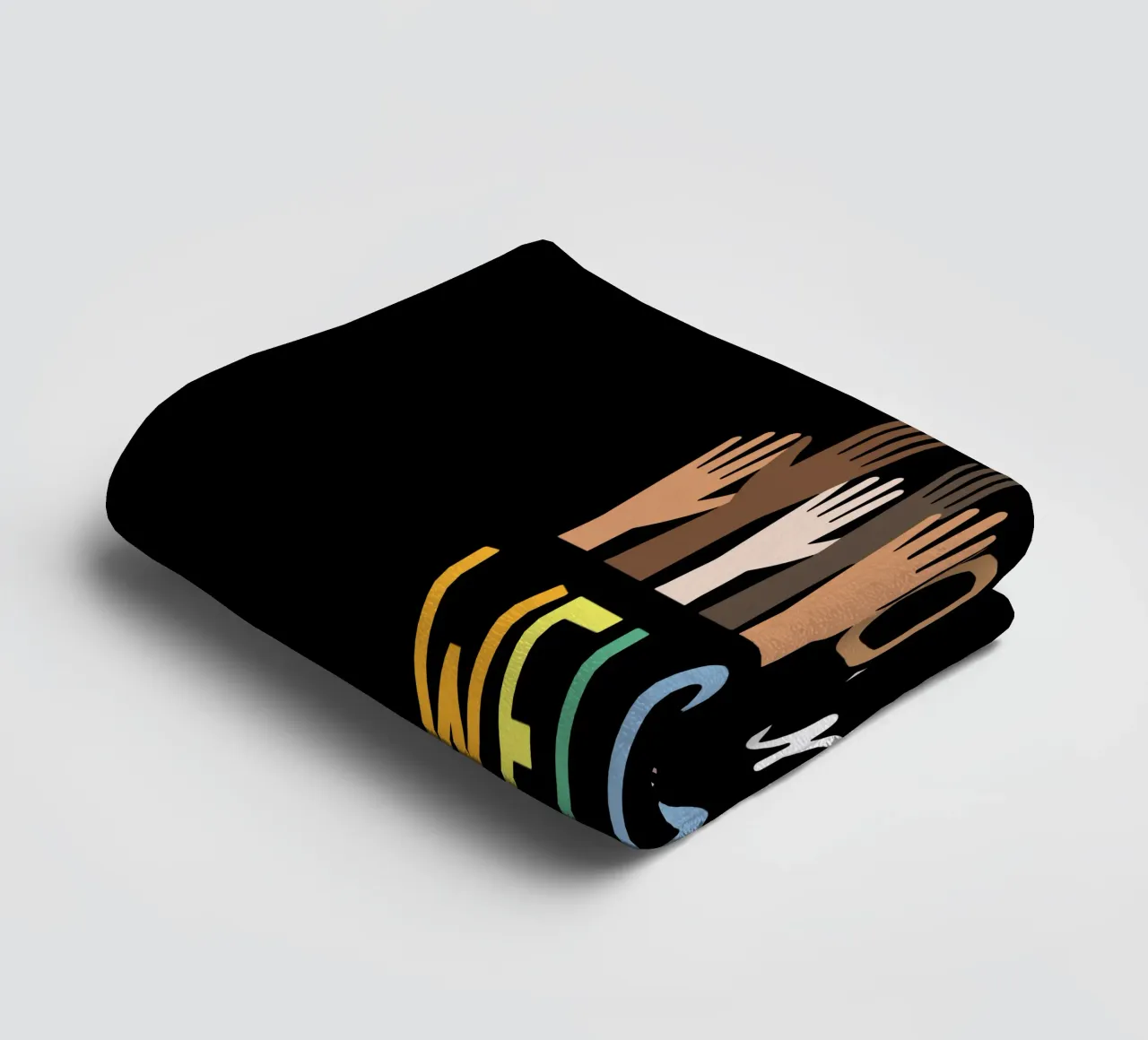 Everyone Is Welcome Here V5 towel by heatherloulin