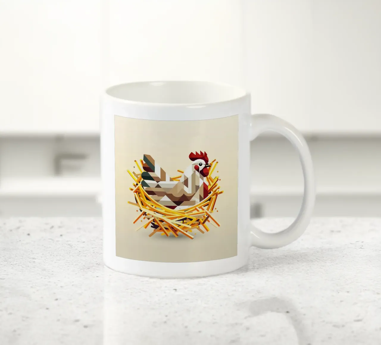 Gallina in un nido - Motivo geometrico pasquale tazza in ceramica da namosh