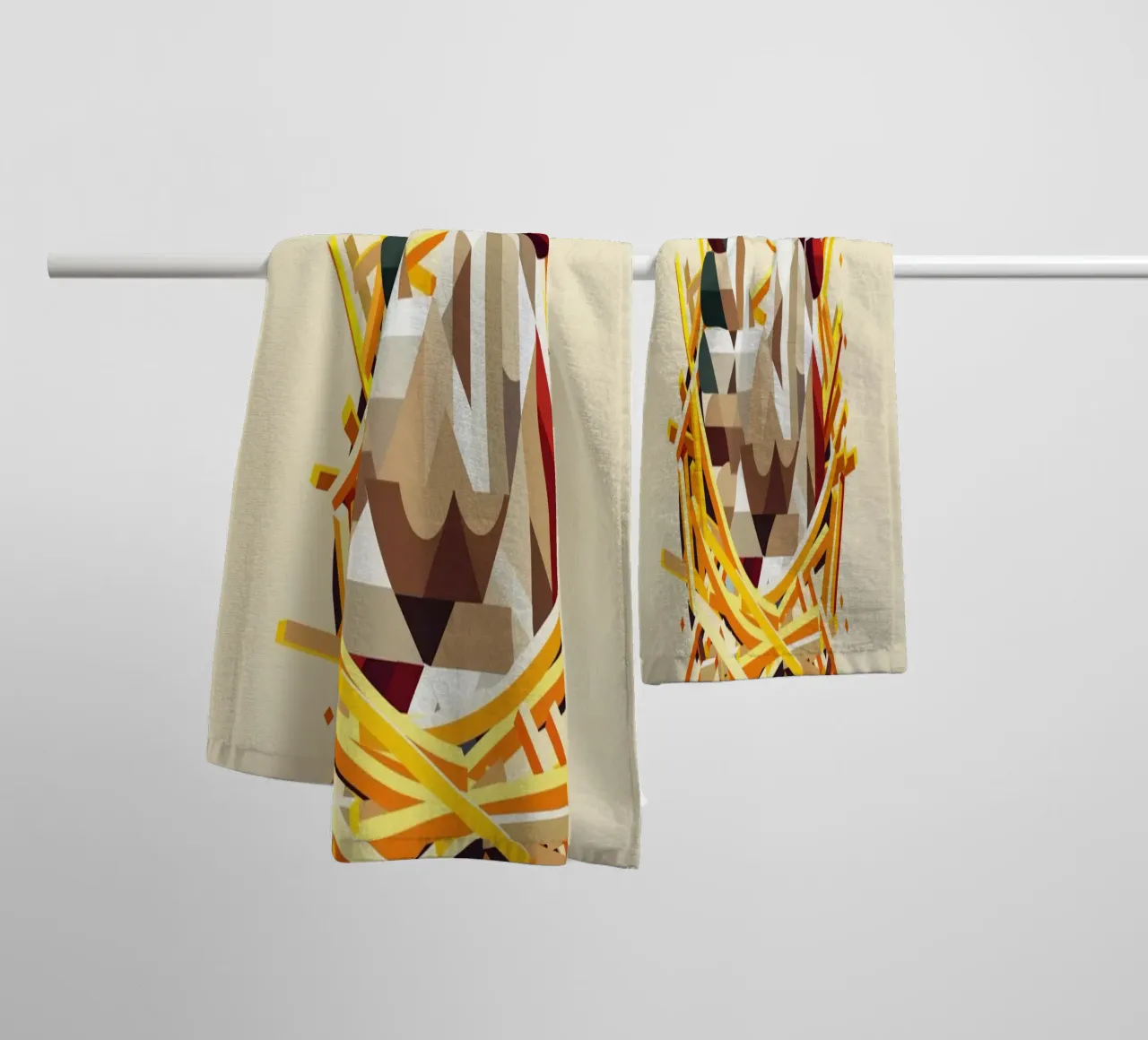 Chicken in a nest - Geometric Easter motif towel by namosh