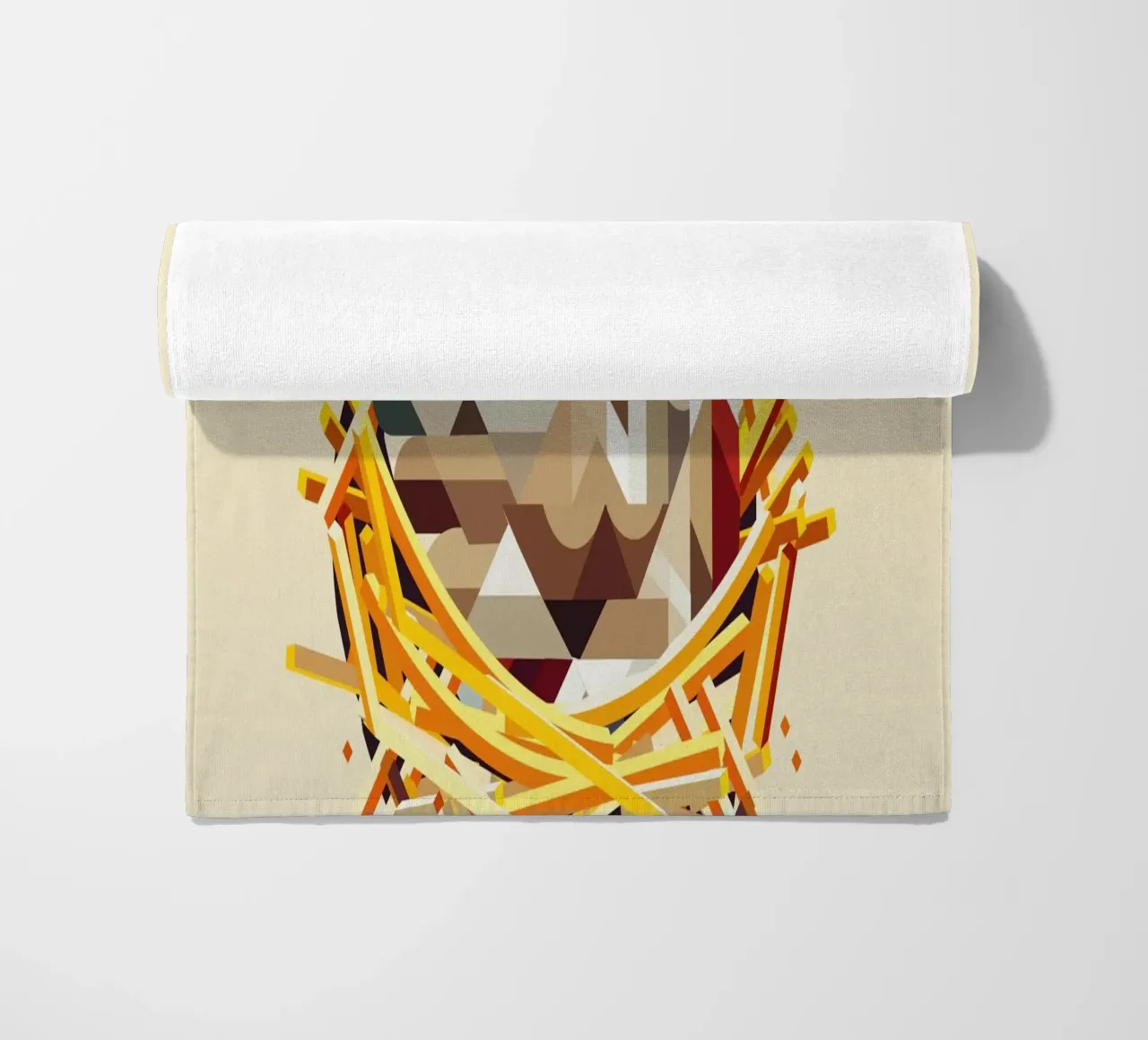 Chicken in a nest - Geometric Easter motif beach towel by namosh