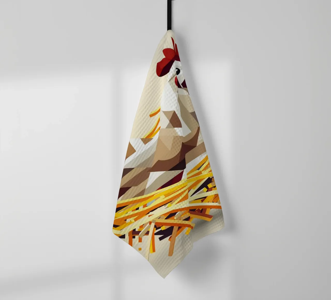 Chicken in a nest - Geometric Easter motif tea towel by namosh