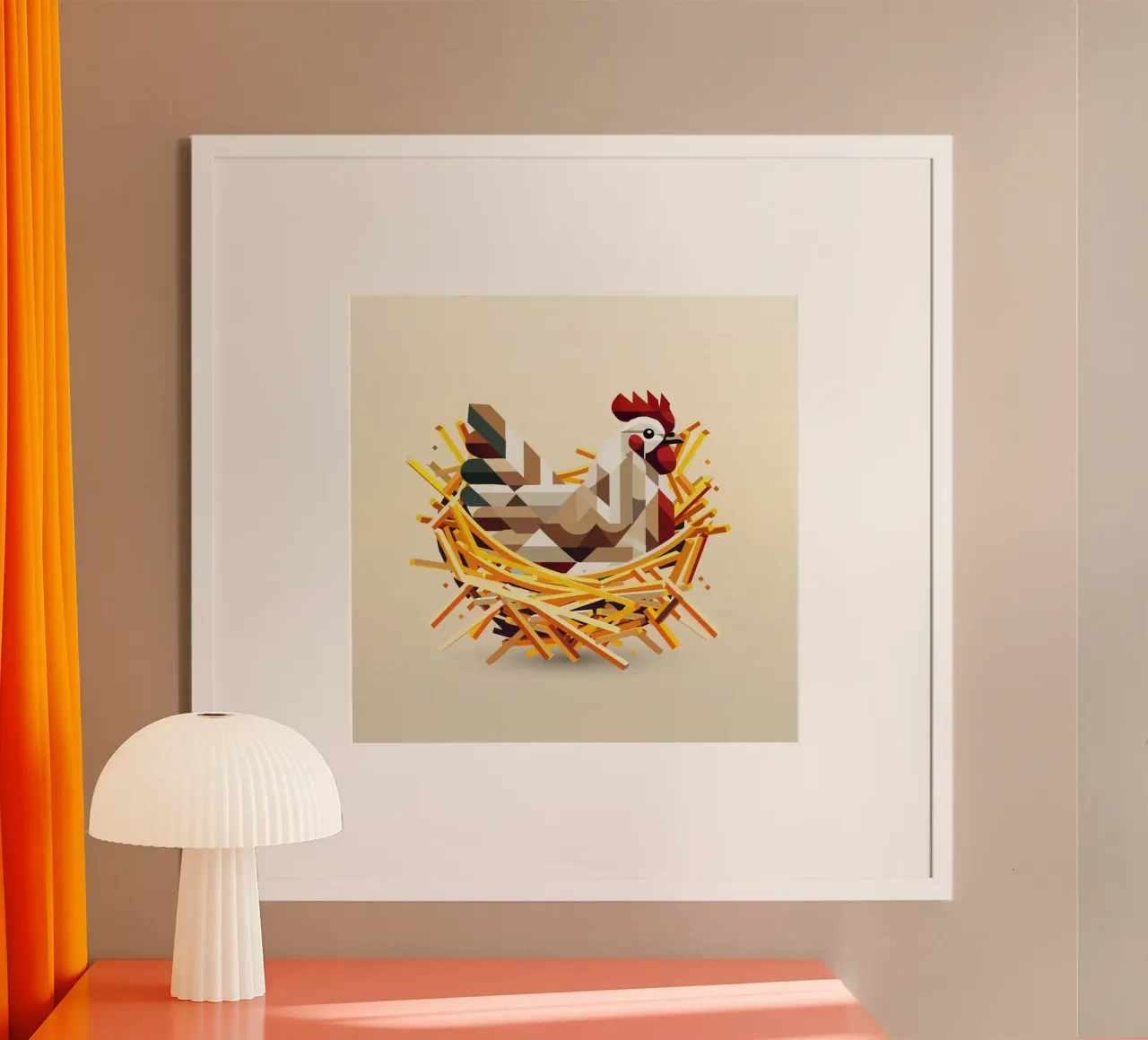 Chicken in a nest - Geometric Easter motif hahnemühle by namosh