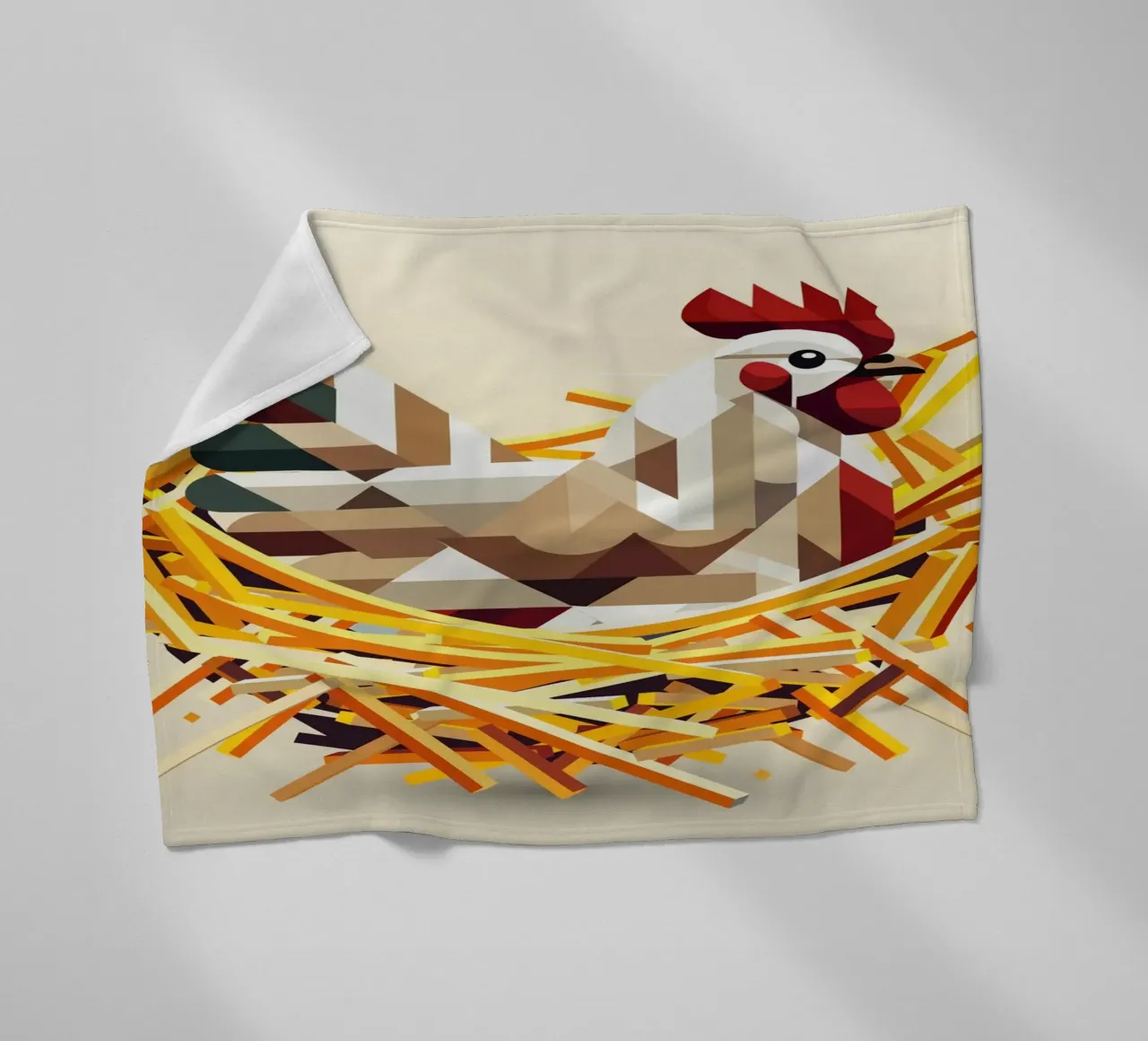 Chicken in a nest - Geometric Easter motif fleece blanket by namosh