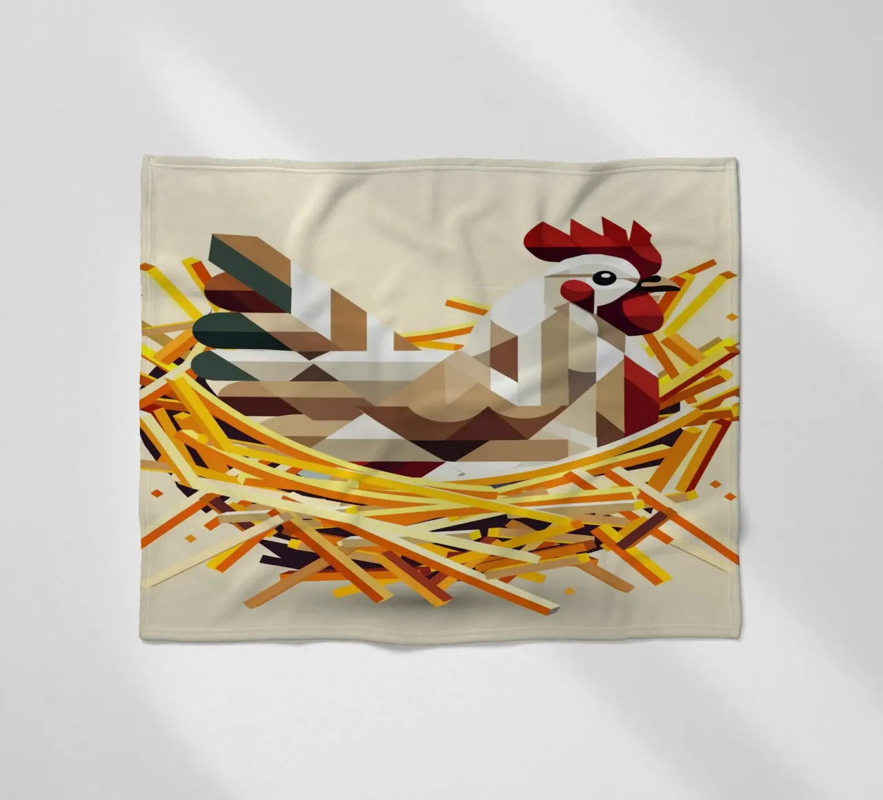 Chicken in a nest - Geometric Easter motif fleece blanket by namosh