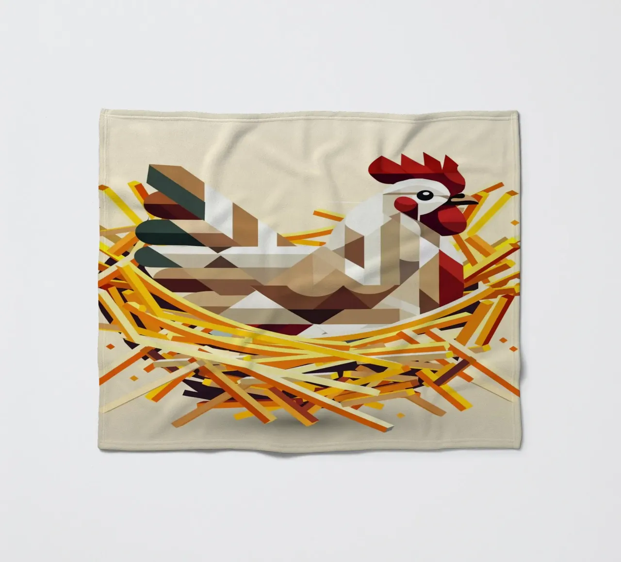 Chicken in a nest - Geometric Easter motif fleece blanket by namosh