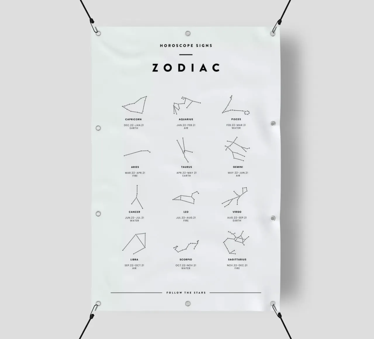 Zodiac chart telo in pvc da daylight design studio