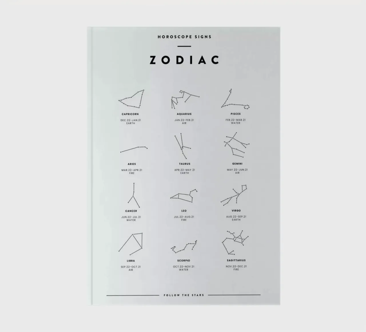 Zodiac chart notebook by daylight design studio