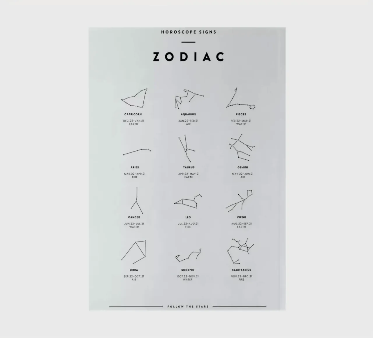 Zodiac chart notebook by daylight design studio