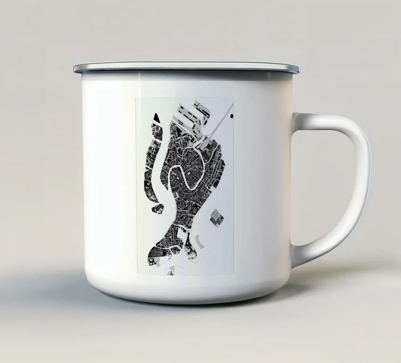 Venice Black & White tazza in smalto da Planos Urbanos