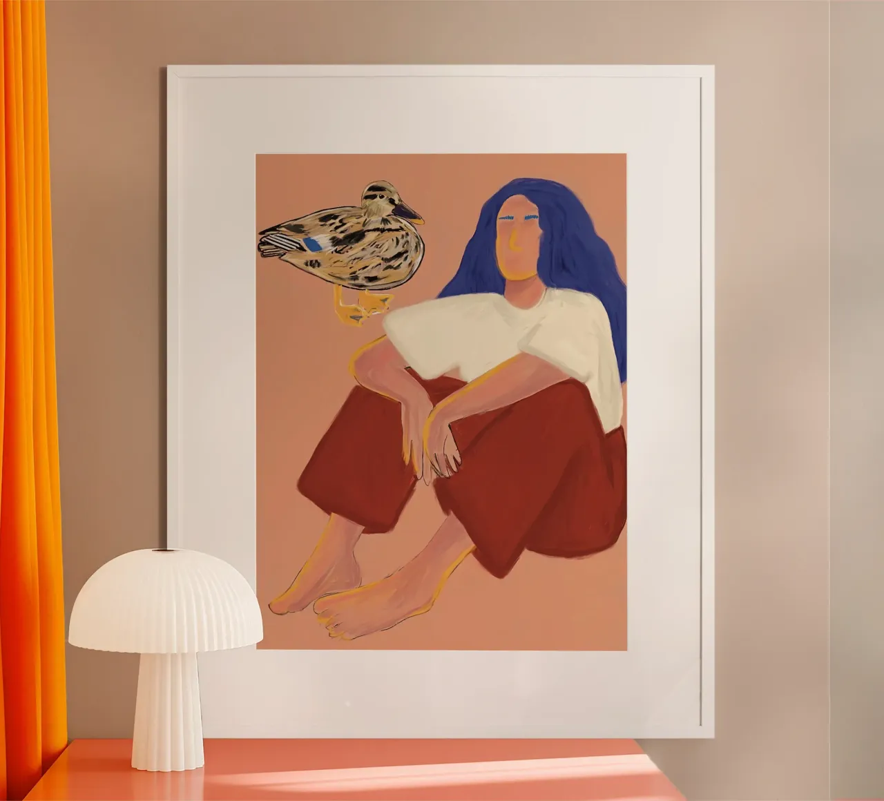 La donna e l'anatra femmina poster con telaio in plastica da tainah negreiros