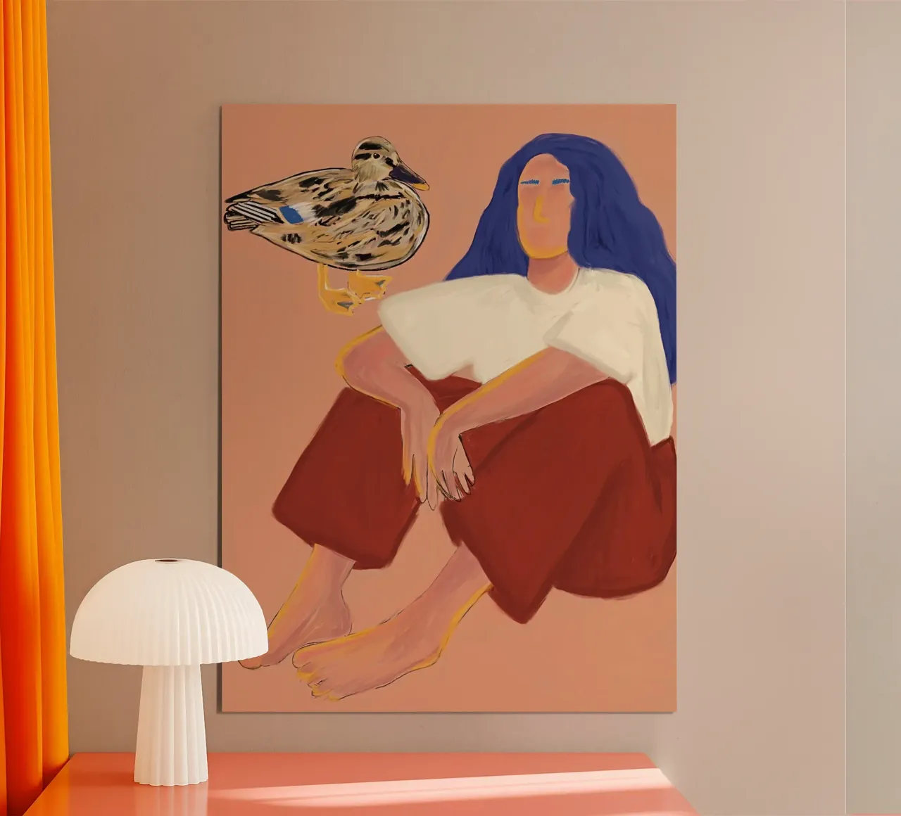 La donna e l'anatra femmina poster con telaio in plastica da tainah negreiros