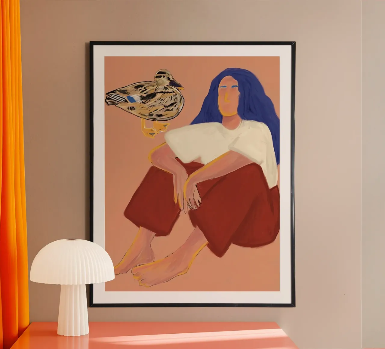 La donna e l'anatra femmina poster con telaio in plastica da tainah negreiros