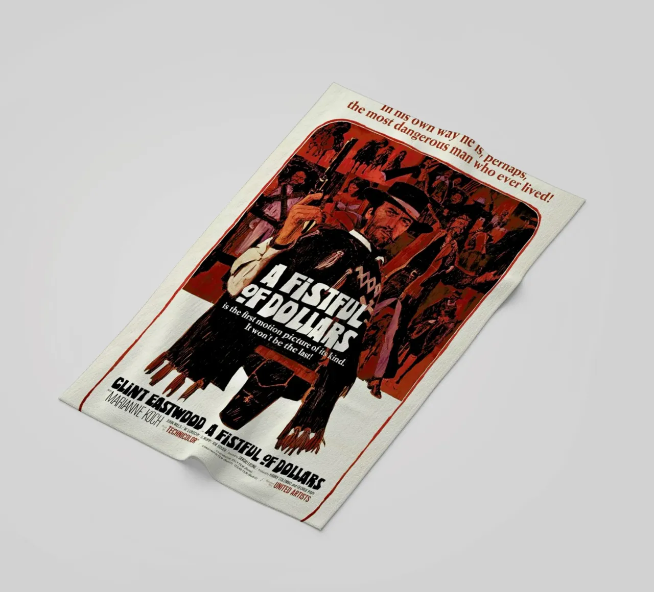 ‘A Fistful of Dollars’ Retro Movie Poster telo mare da Gallery Print and Art Limited