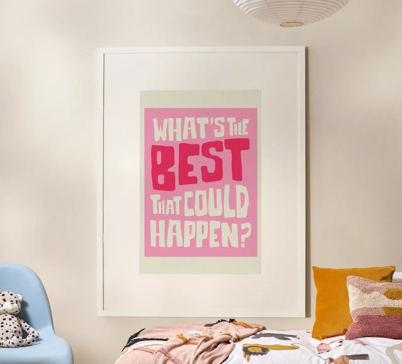 Qual è il meglio che possa accadere? Poster tipografico rosa poster da Farlane