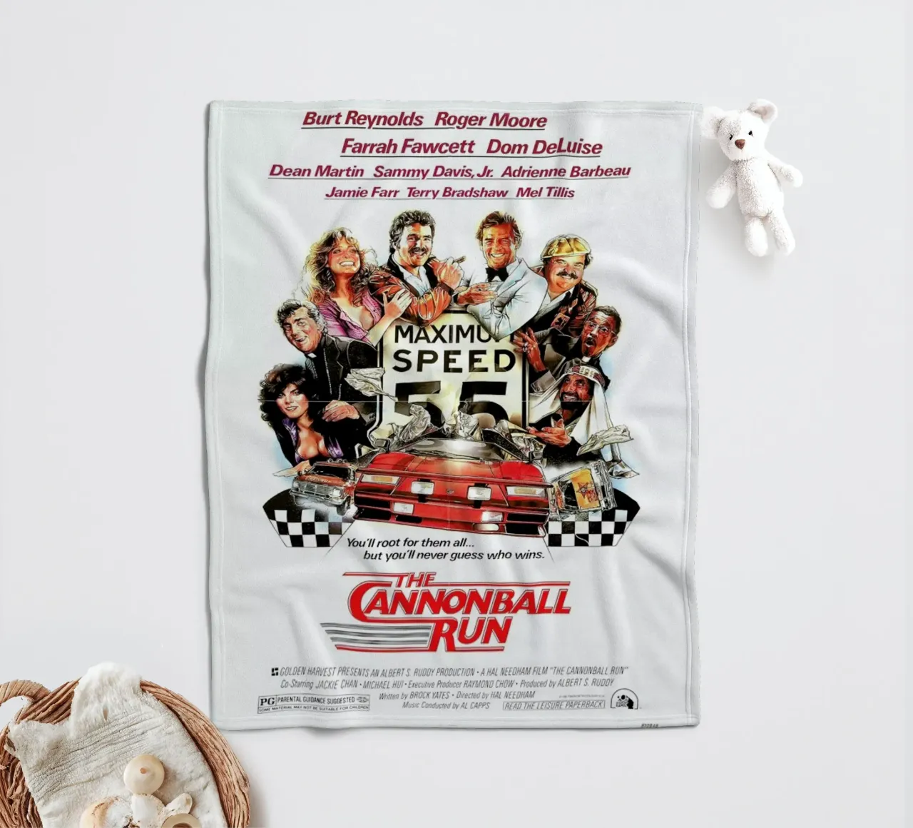 ‘The Cannonball Run’ Retro Movie Poster fleece blanket by Gallery Print and Art Limited