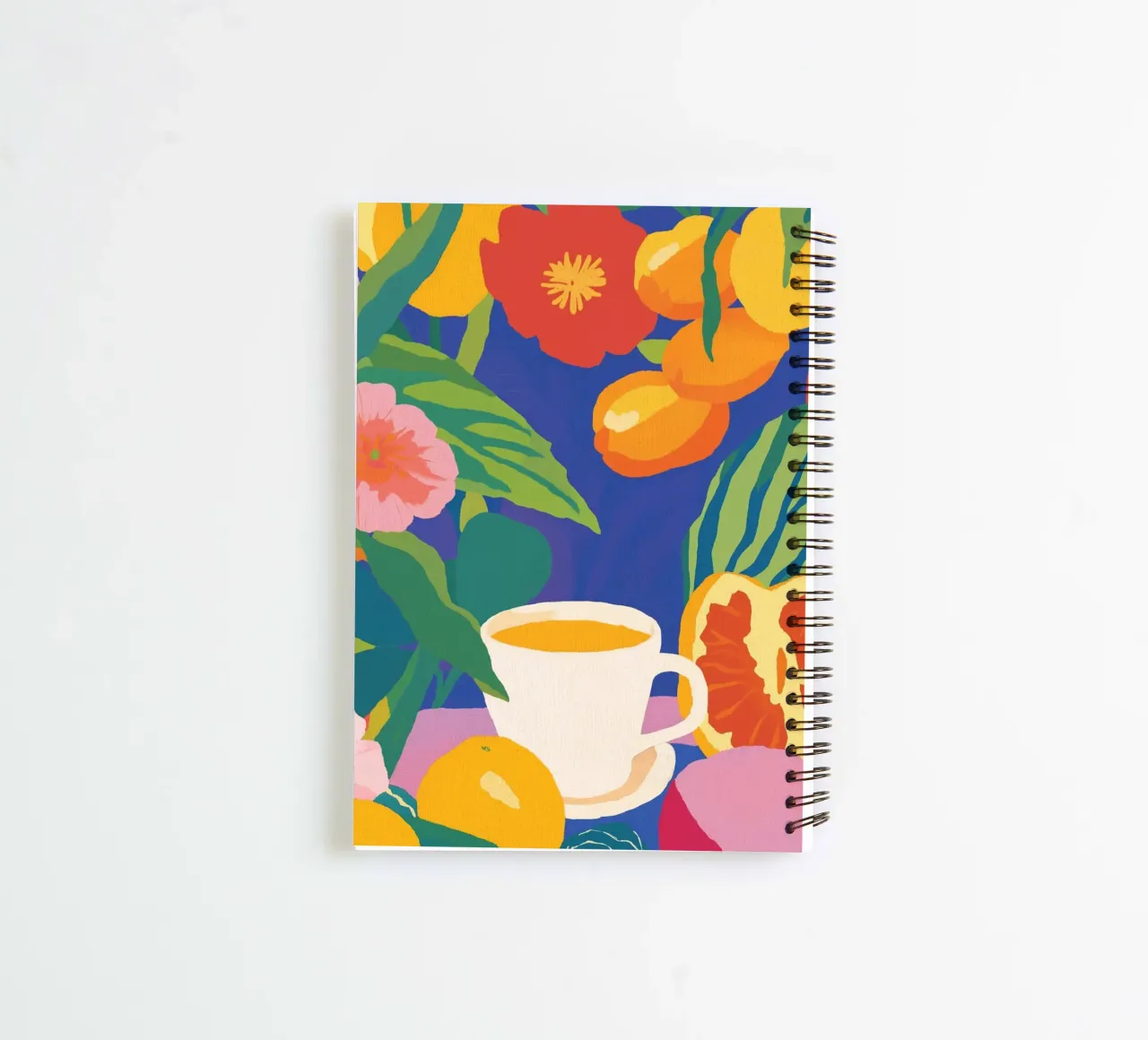 Coffee enjoyment in the flower garden spiral notebook by Carinaprint