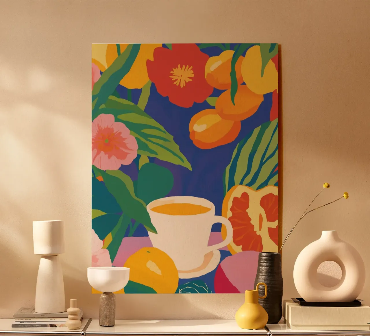 Coffee enjoyment in the flower garden acrylic glass by Carinaprint