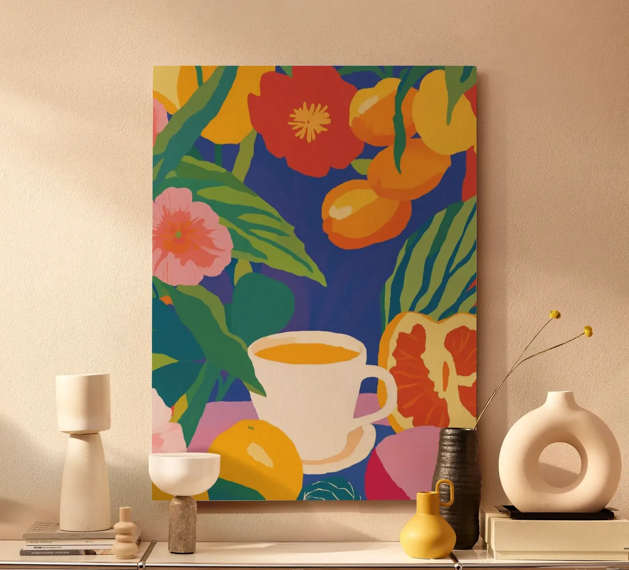 Coffee enjoyment in the flower garden alu-dibond by Carinaprint