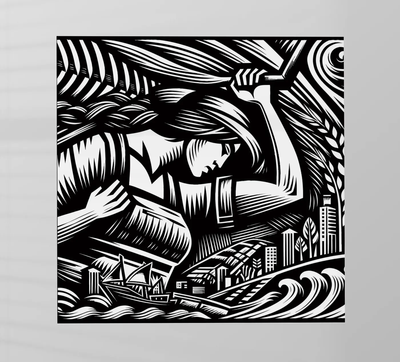 Expressionistische arbeider backlit folie van Mohs