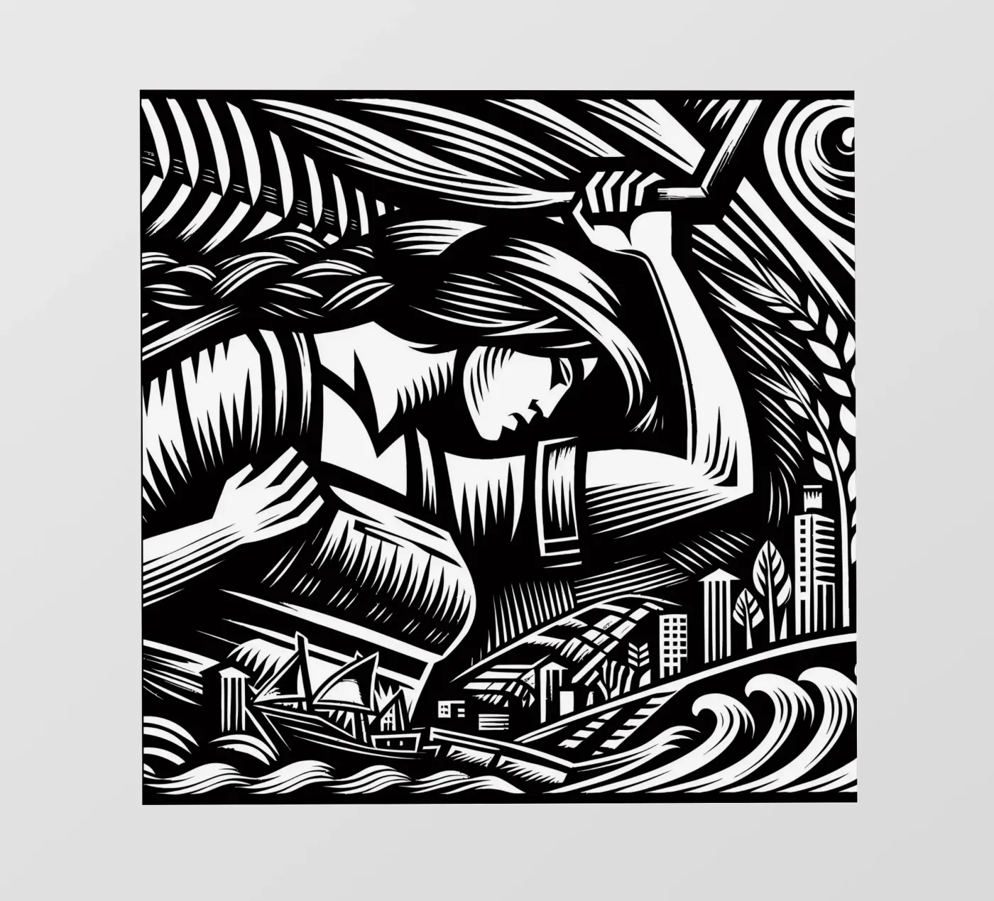 Expressionistische arbeider backlit folie van Mohs