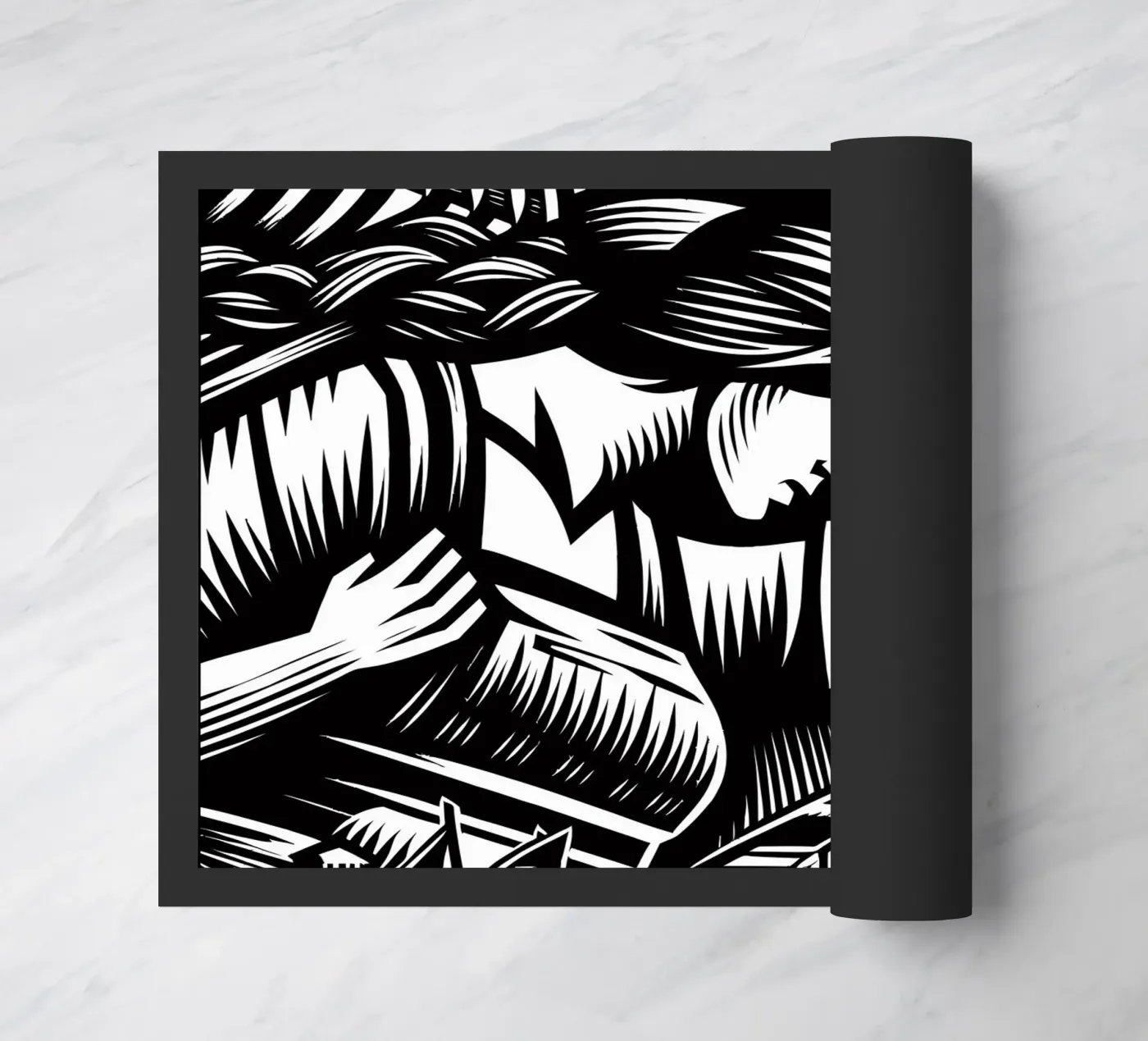 Expressionist worker doormat by Mohs