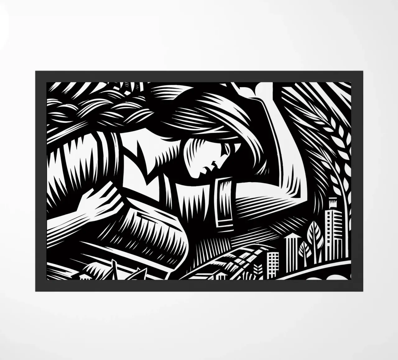 Expressionist worker doormat by Mohs