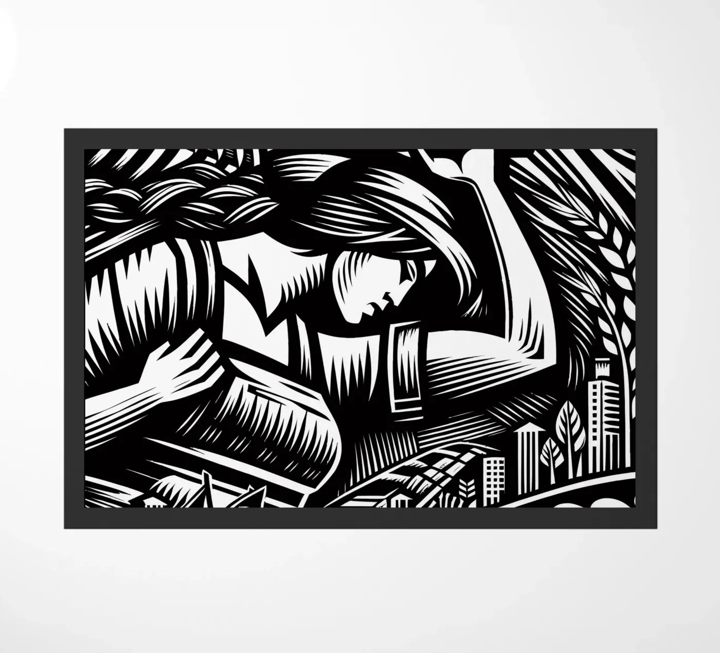 Expressionist worker doormat by Mohs