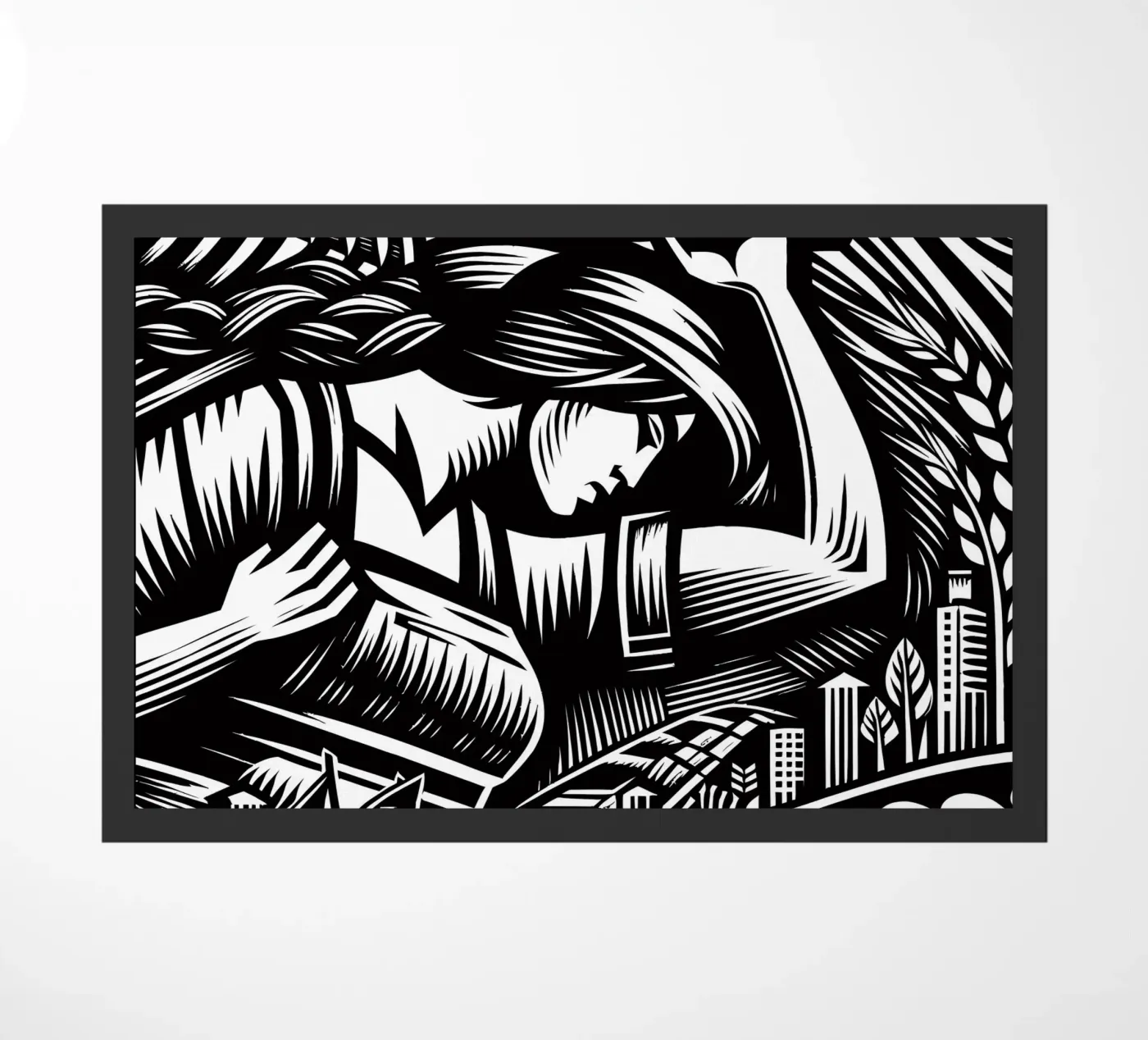 Expressionist worker doormat by Mohs