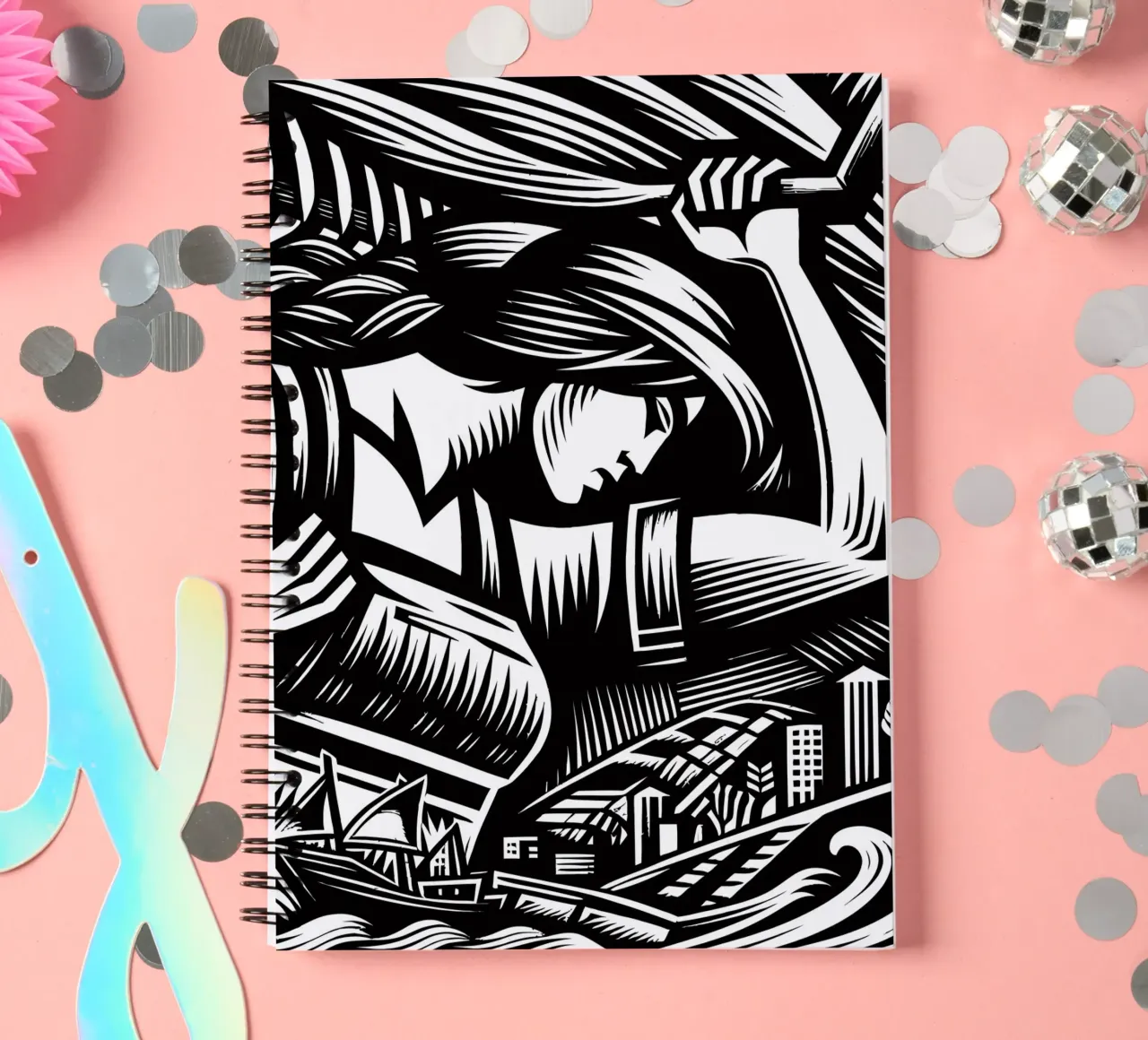 Expressionist worker spiral notebook by Mohs