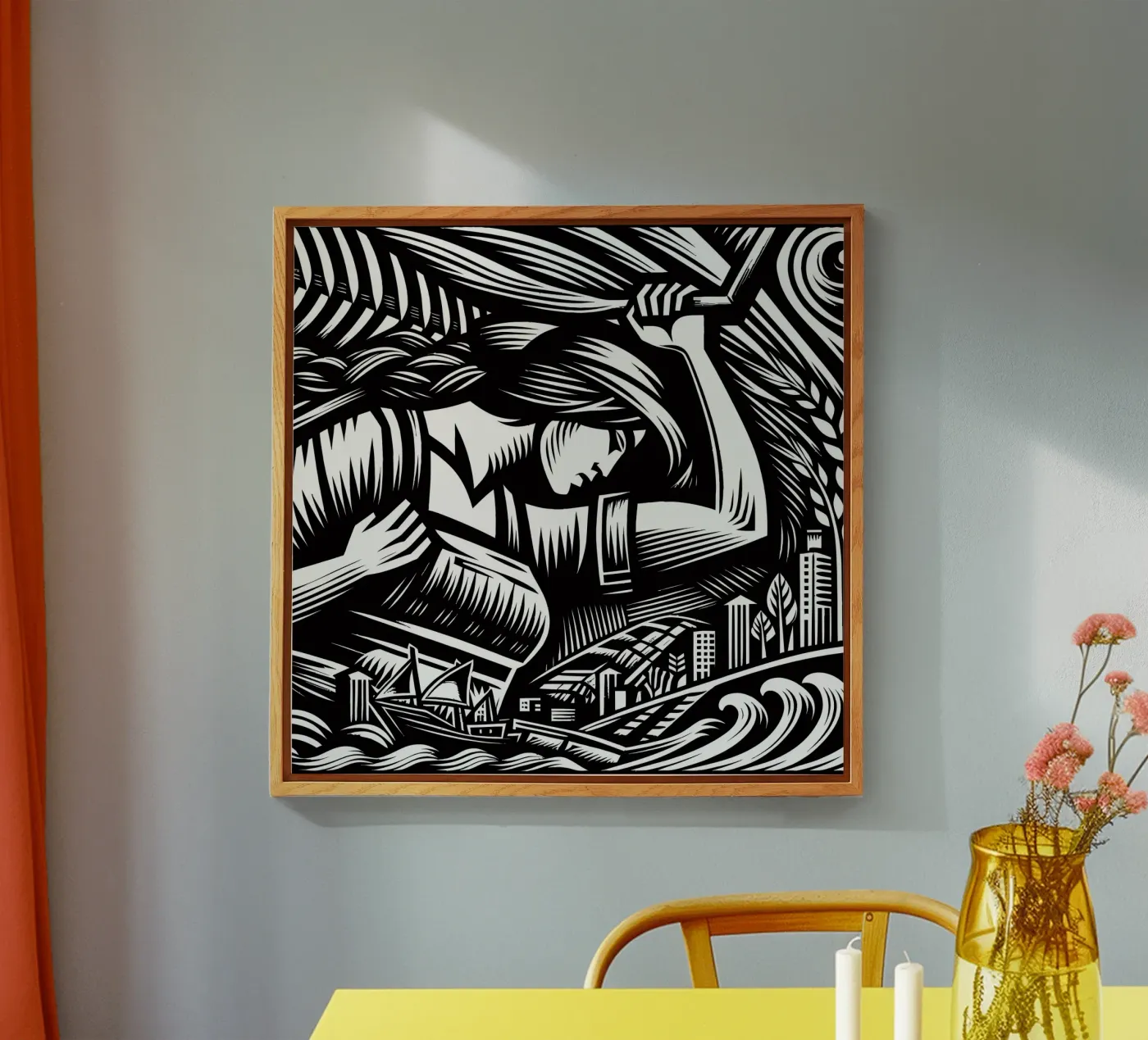 Expressionistische arbeider acryl van Mohs