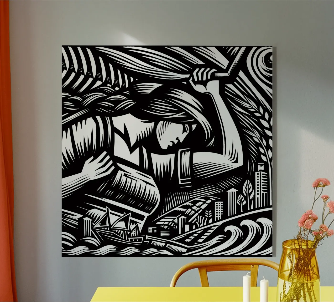 Expressionistische arbeider acryl van Mohs