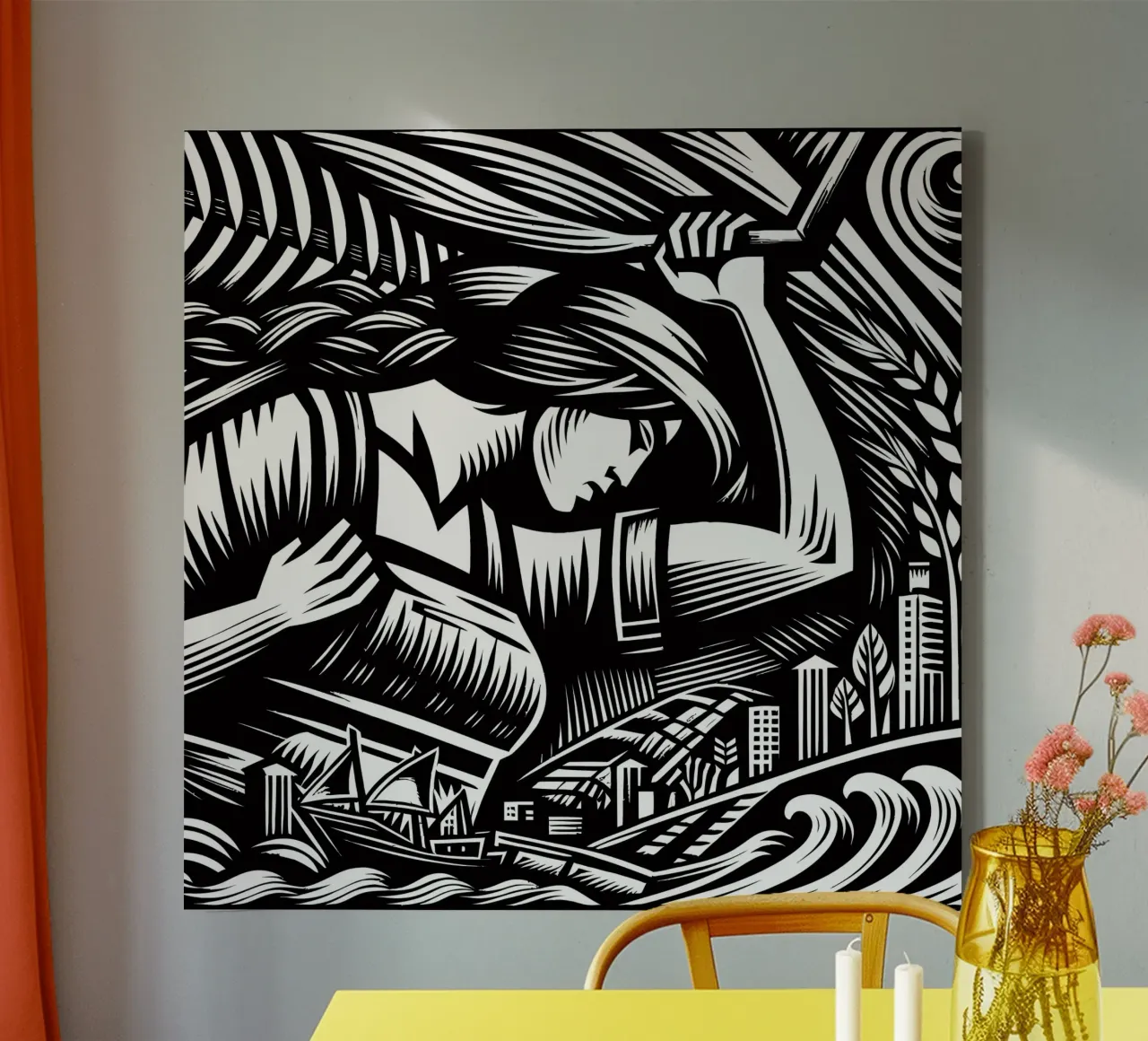 Expressionist worker canvas by Mohs